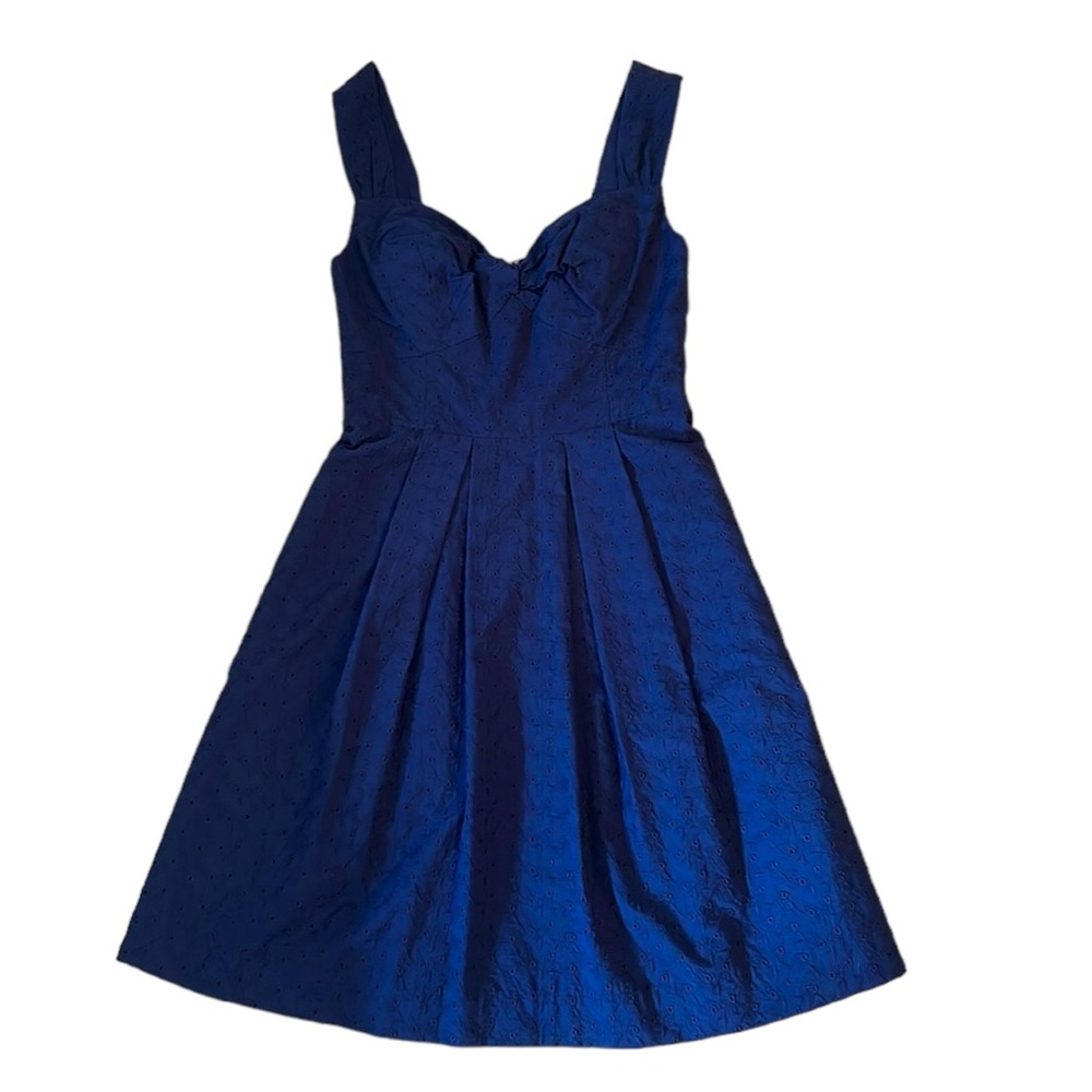 🆕 Lilly Pulitzer Fit and Flare Cyndi Dress True Navy Pocket Fishy Eyelet Size 2